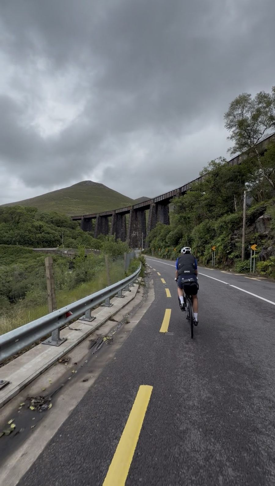 Rider under the arches of the Gleensk viaduct on the South Kerry Greenway on day seven