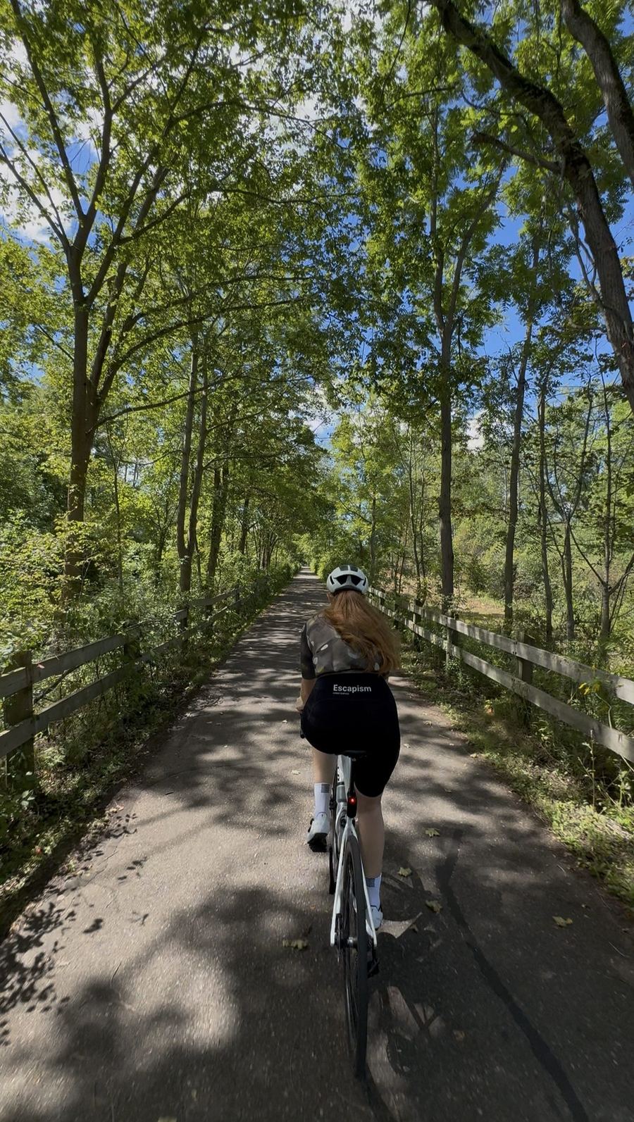 Riding the tree-lined Friendship Trail between Port Colborne and Fort Erie